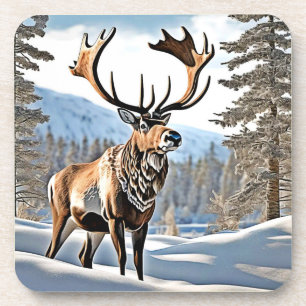 Porta-copo Wild Canadian Reindeer Design