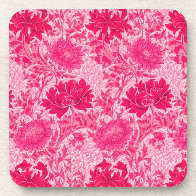 Porta-copo William Morris Chrysanthemums, Fuchsia Pink (Frente)