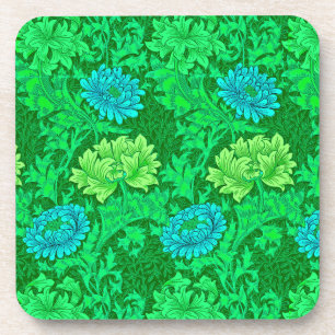 Porta-copo William Morris Chrysanthemums, Verde limão & Aqua