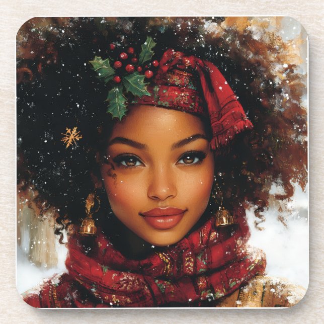 Porta-copo Winter Glow Afrocentric Queen – Holiday Art (Frente)