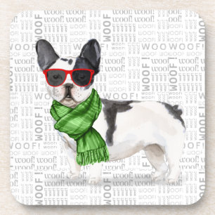 Porta-copo Winter Themed Boston Terrier com Arte Palavra Madu