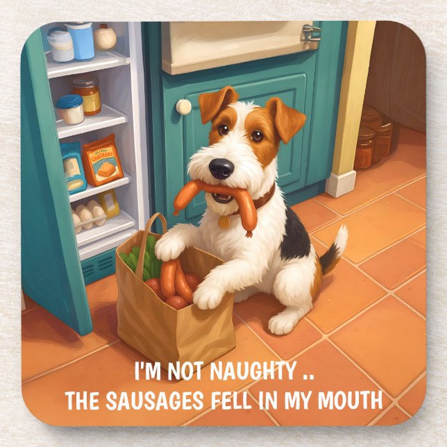 Porta-copo Wire Fox Terrier - I'm Not Naughty (Frente)