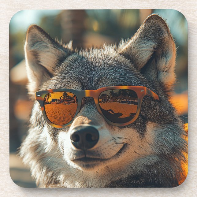 Porta-copo Wolf at the beach (Frente)