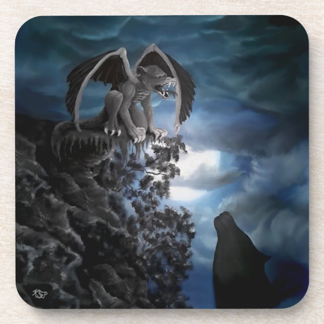 Porta-copo Wolf Moon - Lobo com Golem (Frente)