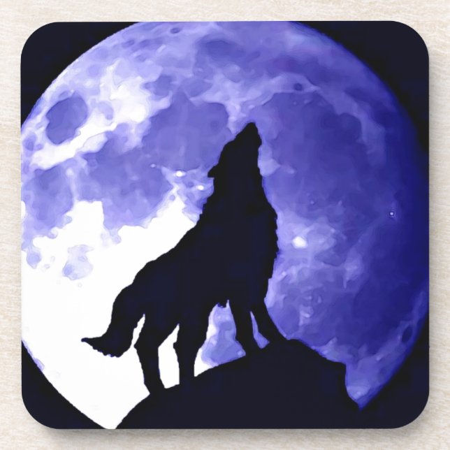 Porta-copo Wolf Silhouette e Lua Completa (Frente)