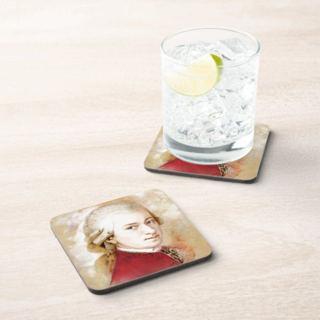 Porta-copo Wolfgang Amadeus Mozart im Aquarell Stil (Lado Direito)