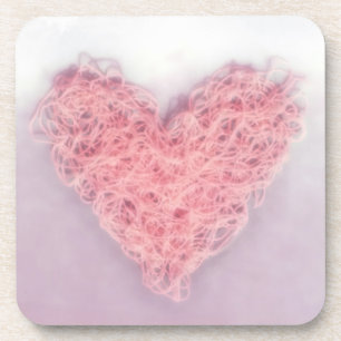 Porta-copo Woolen Yarn Knitting Heart do Dia de Namorados Ros