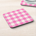 Porta-copo Xadrez de Cottagecore Rosa Gingham<br><div class="desc">Moderna tendência de piquenique primavera,  com padrão de tartan de xadrez gingham em cores rosa-quente e branco.</div>