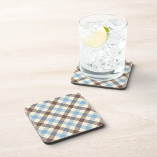 Porta-copo Xadrez De Tartan Azul E Castanho