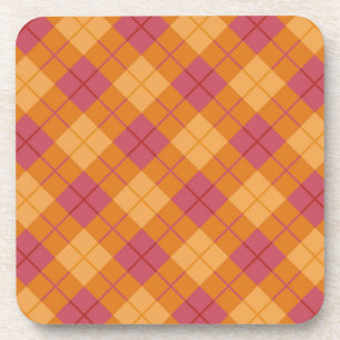 Porta-copo Xadrez diagonal na laranja e no rosa