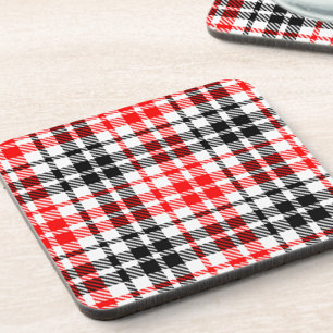 Porta-copo Xadrez Escocês de Torçal Vermelho e Preto em Branc