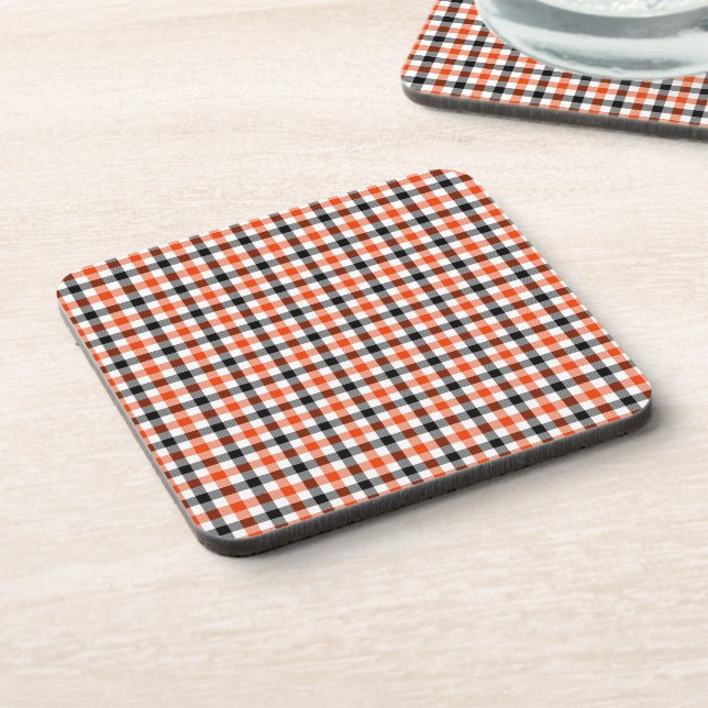 Porta-copo Xadrez Gingham Laranja Preto e Branco (Left Side)