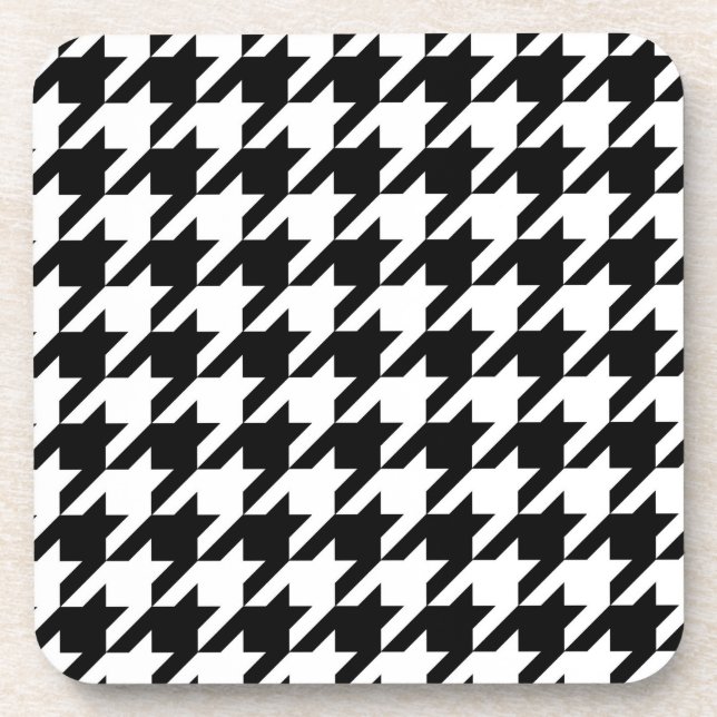 Porta-copo Xadrez Preto e Branco Houndstooth (Frente)