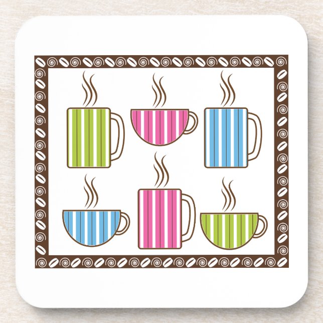 Porta-copo Xícaras de Café com Listras Finas (Frente)