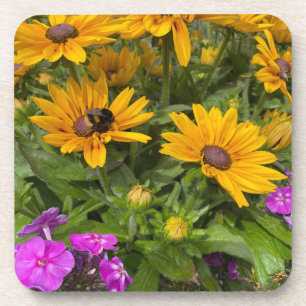 Porta-copo Yellow Rudbeckia Flowers Pink Phlox and Bee