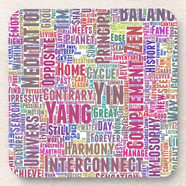 Porta-copo Yin Yan Nuage de Mots Texte Motif Interconnect (Frente)
