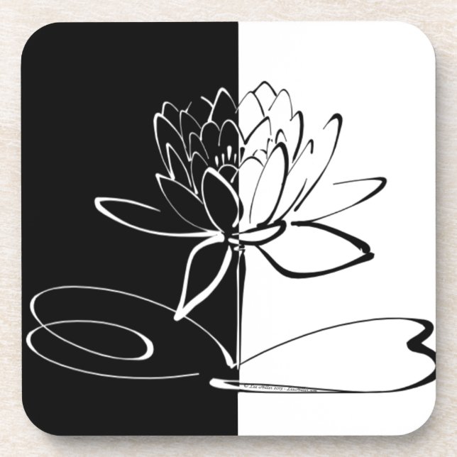Porta-copo Yin Yang Black White Lotus Blossom (Frente)