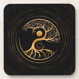 Porta-copo Yin Yang Tree of life - Fluorite and Gold