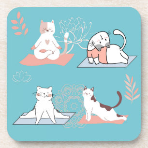 Porta-copo Yoga Cats Lotus