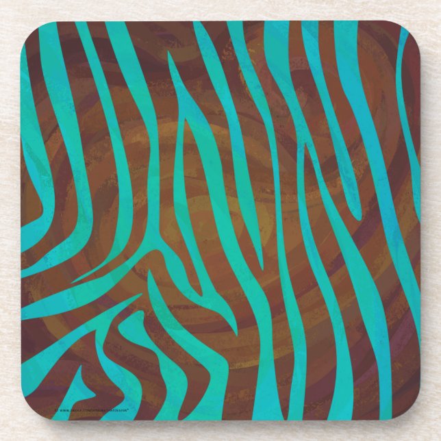 Porta-copo Zebra Brown e Teal Impressão (Frente)