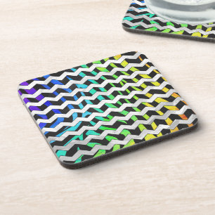 Porta-copo Zebra Chevron Black e Rainbow Impressão