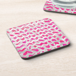 Porta-copo Zebra Chevron Branca, Rosa-Quente