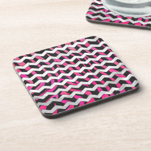 Porta-copo Zebra Chevron Preto e Rosa Quente