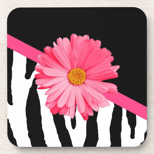 Porta-copo Zebra Pattern Girly Pink Daisy (Frente)