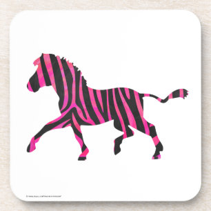 Porta-copo Zebra Silhouette Impressão preto e rosa quente