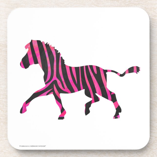 Porta-copo Zebra Silhouette Impressão preto e rosa quente (Frente)