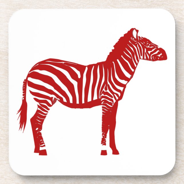 Porta-copo Zebra - Vermelho profundo e branco (Frente)