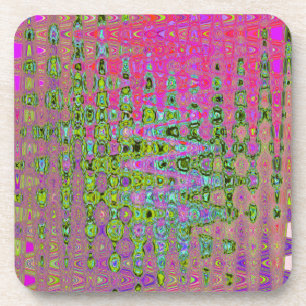 Porta-copo Zigzags Mosaico Retro Verde e Vermelho Abstrato On