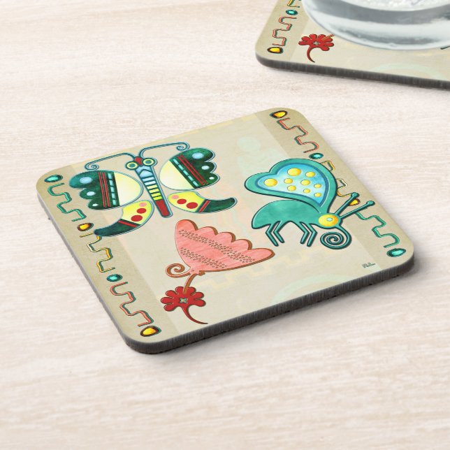 Porta-copo Zuni Butterfly 2 Folk Art (Left Side)