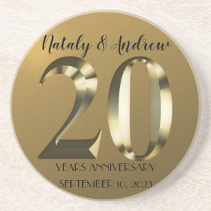 Porta-copos 20 de ouro Metálico Aniversário de Casamento