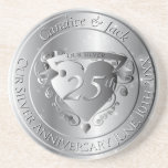 Porta-copos 25 Casamento Aniversário Silvery Heart<br><div class="desc">Procurando por aquela design romântica para o marco do aniversário de 25? Com um toque de 50 retrô e destaques de prata? Então talvez meu emblema original do coração marcando o dia nas portas copos seja apenas o presente que você está procurando!</div>