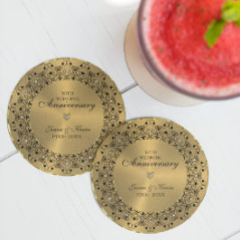 Porta-copos 50º aniversário do casamento BlackMandala no Doura