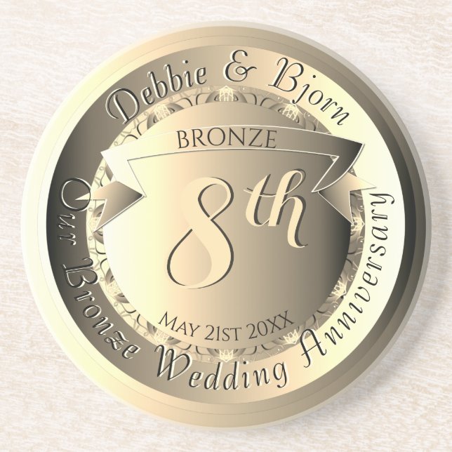 Porta-copos 8th Wedding Anniversary Bronze Medallion Image (Frente)