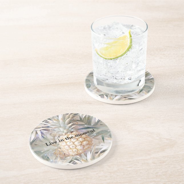 Porta-copos Abacaxi Dourado de Creme Tropical (Lateral)