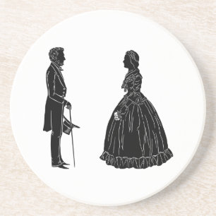 Porta-copos abraham lincoln mary todd lincoln silhouette