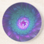 Porta-copos Abstract Floral Beauty Colorful Fractal Art Flower<br><div class="desc">A colorful unusual fantasy flower,  abstract purple turquoise fractal art.
Design for your sandstone coaster and more.</div>