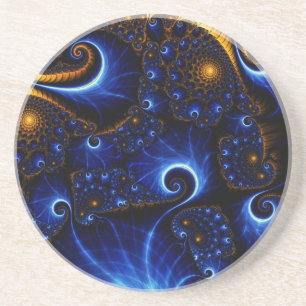 Porta copos abstrato Azul Fractal Sky Sandstone