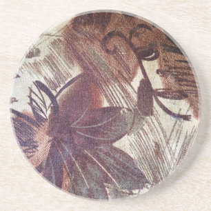 Porta-copos Abstrato Brown Floral Design 1