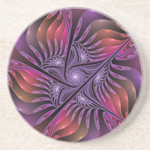 Porta-copos Abstrato de Fantasia Colorida Fractal Roxo
