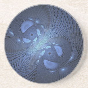 Porta-copos Abstrato moderno Trendy Dusk Blue Fractal Art