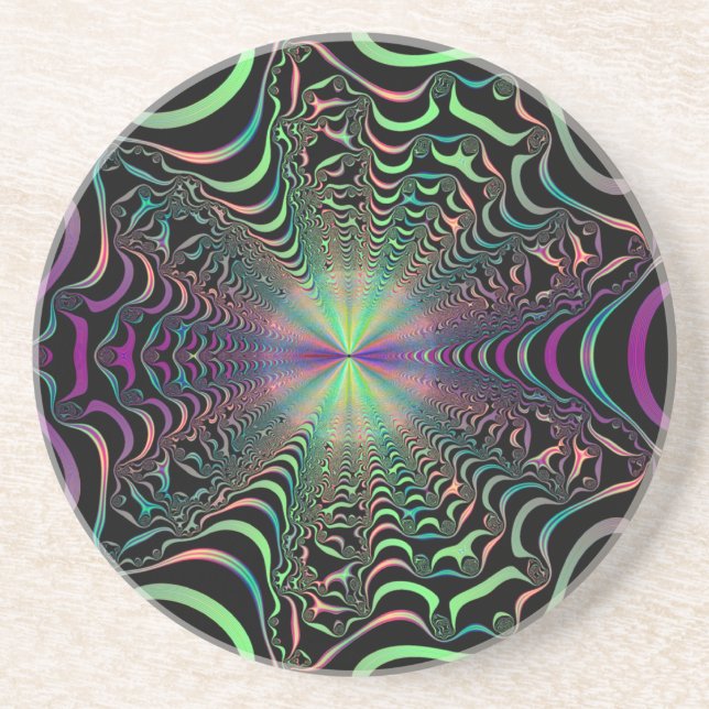 Porta copos abstrato Pastel Fractal Web Sandstone (Frente)
