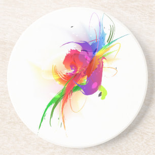 Porta-copos Abstrato Rainbow Lorikeet Paint Splatters