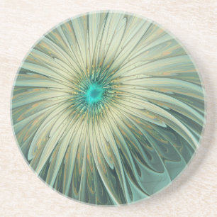 Porta-copos Abstrato Sage Green Fantasy Flor Arte Fractal