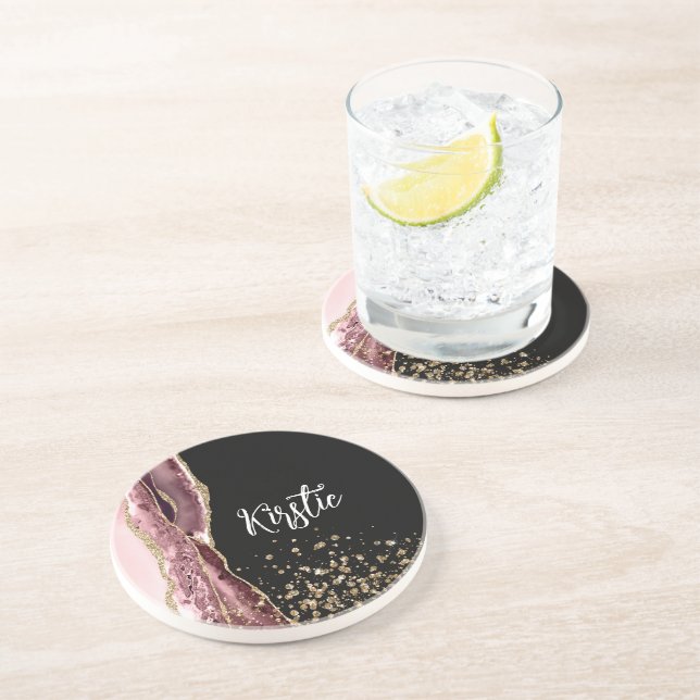 Porta-copos Agate a brilha Dourada do Rosa preto-rosa-claro (Lateral)