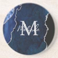 Agato de mármore marinho azul e prata