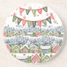 Porta-copos Aldeia de Natal Bonita e Feliz